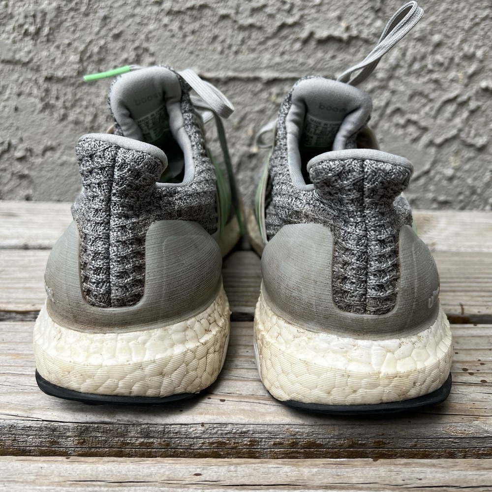 Adidas Shoes Men Size 7.5 Ultraboost 4.0 Grey Two Shock Lime Primeknit Running - Picture 4 of 10